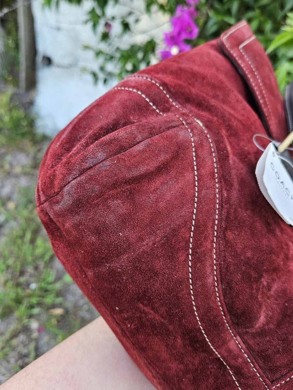 Vintage Coach Soho 9507 Burgundy Suede Shoulder Bag Hangtag Musty Smell Read - Picture 9 of 14